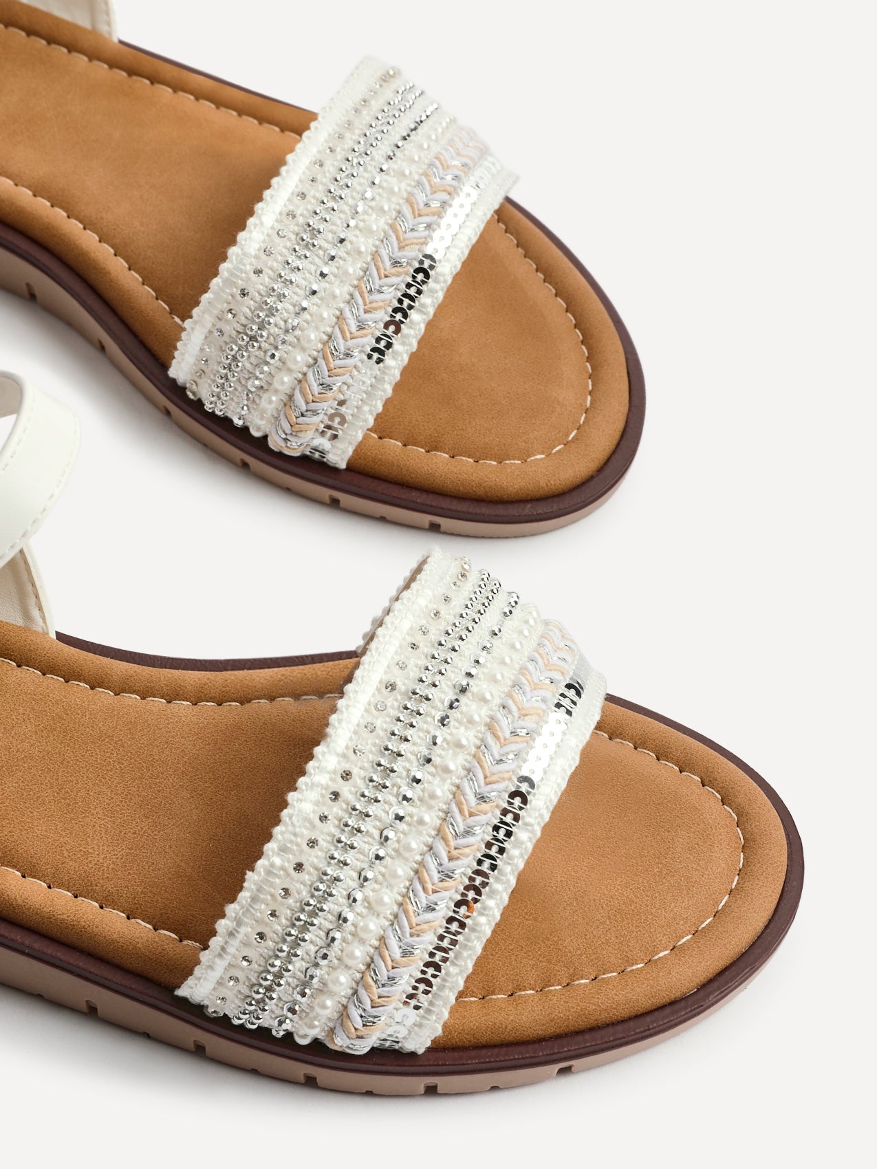 Topaz Wide Fit White Flat Sandals