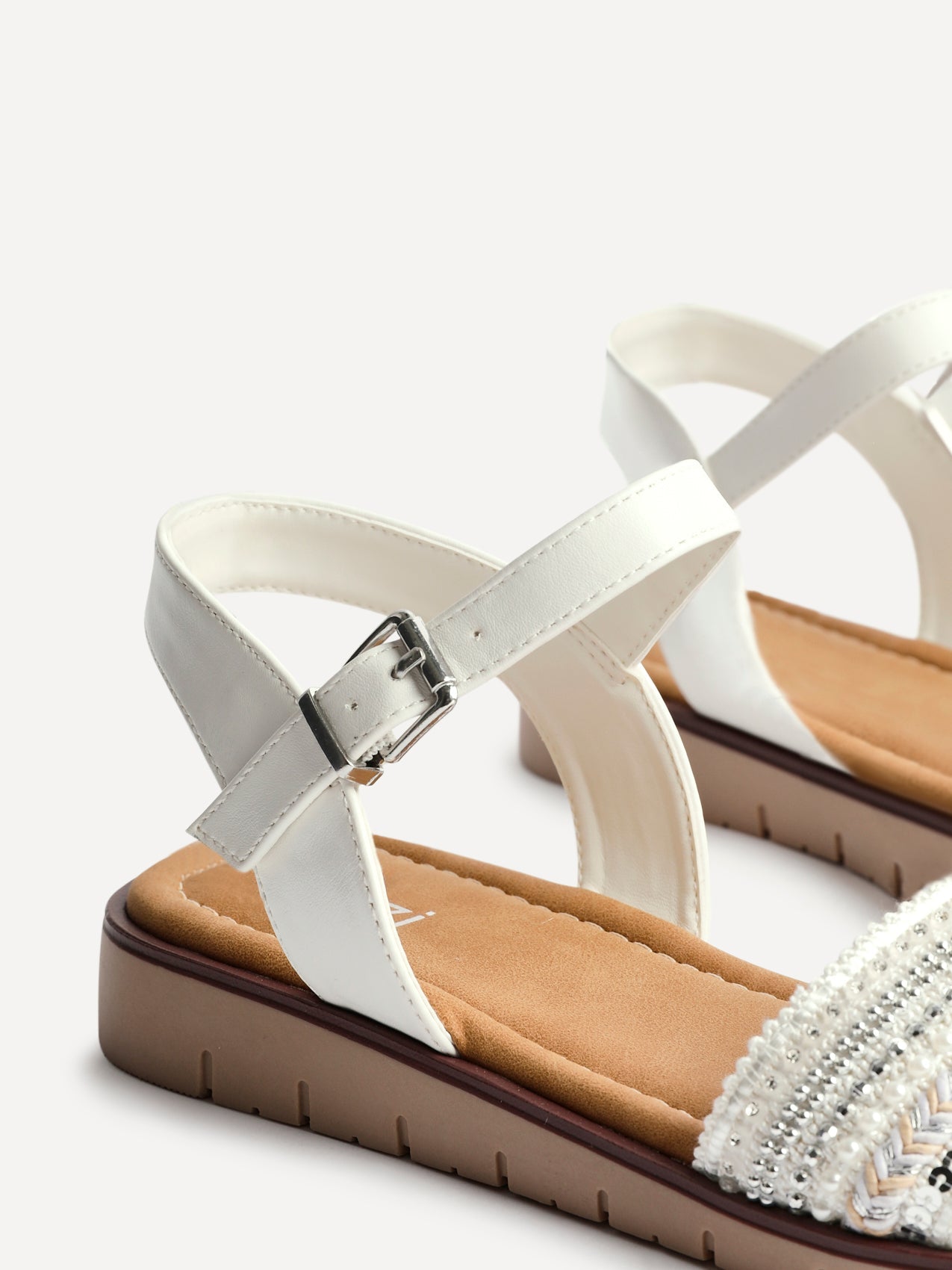 Topaz Wide Fit White Flat Sandals