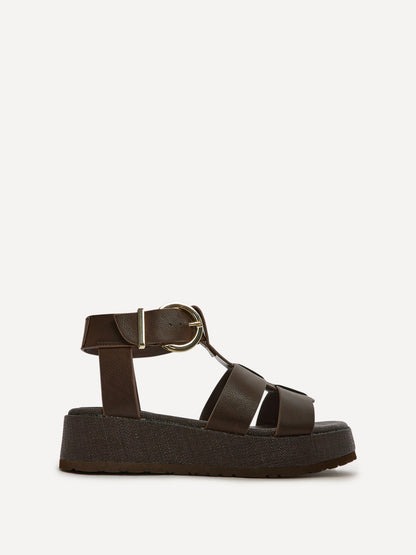 Tori Brown Gladiator Flatform Sandals