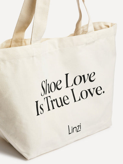Linzi Beige Canvas Tote Bag