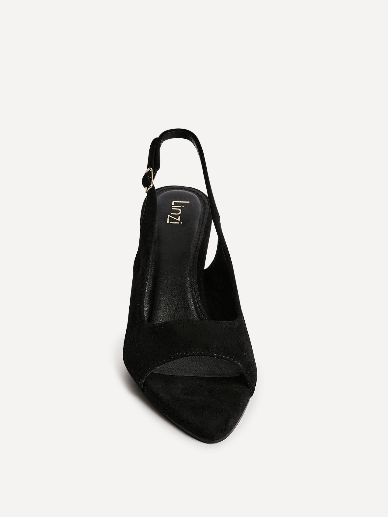 Tokyo Black Faux Suede Peep Toe Heels
