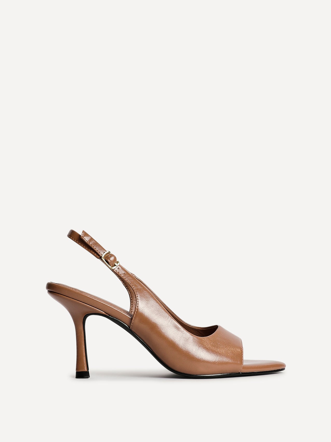 Tokyo Camel Faux Leather Peep Toe Heels