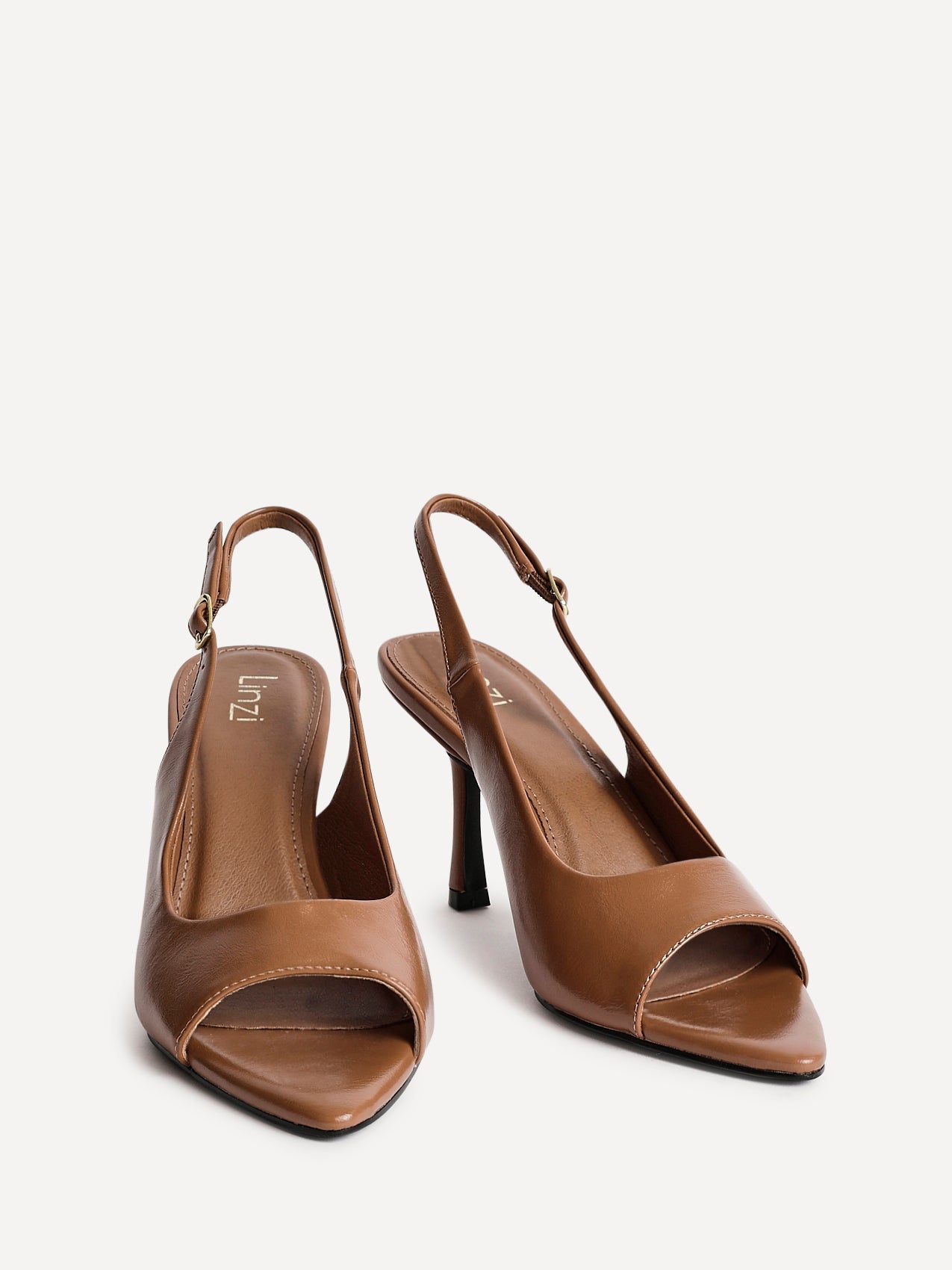 Tokyo Camel Faux Leather Peep Toe Heels