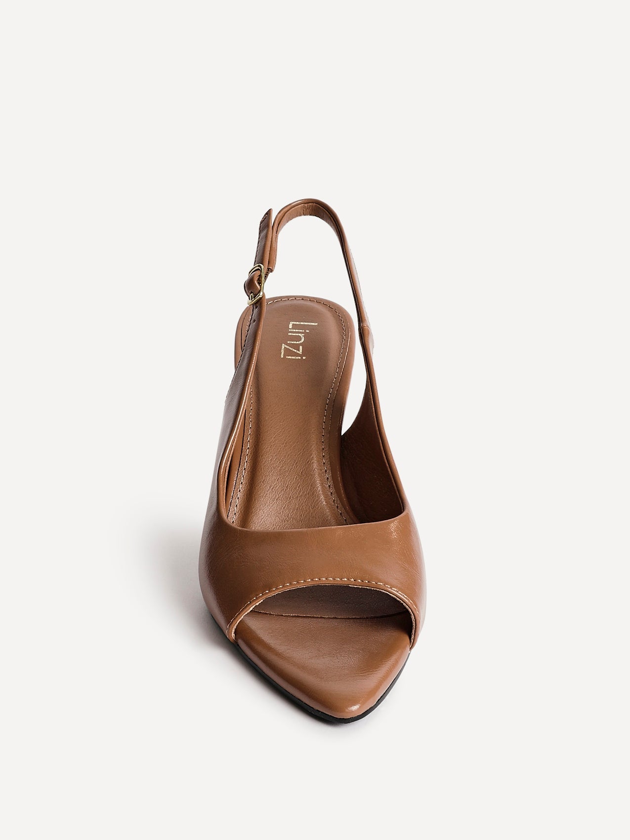 Tokyo Camel Faux Leather Peep Toe Heels
