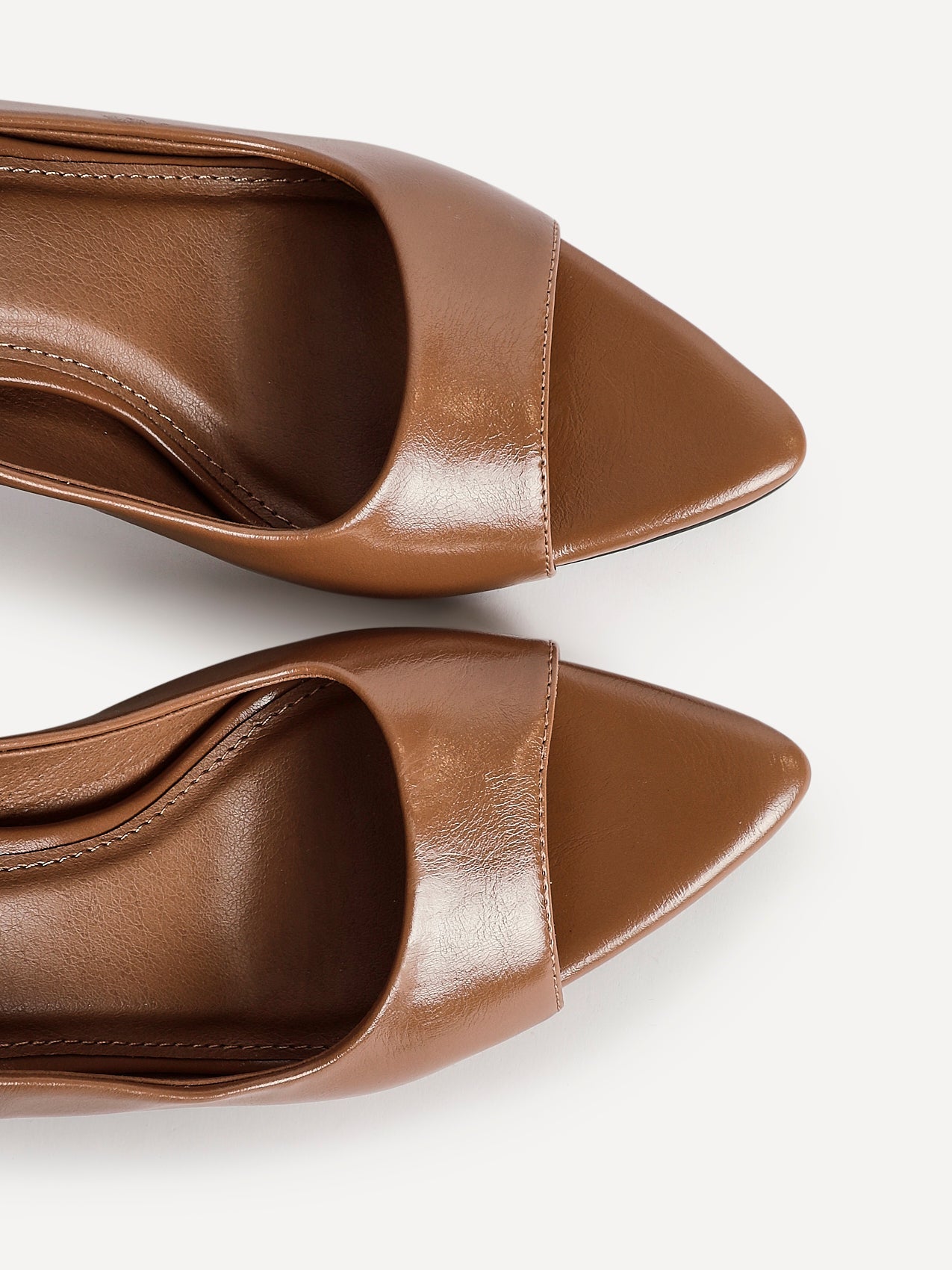 Tokyo Camel Faux Leather Peep Toe Heels