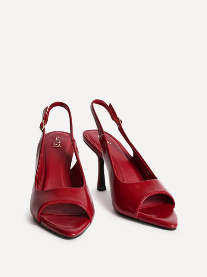 Tokyo Red Faux Leather Peep Toe Heels