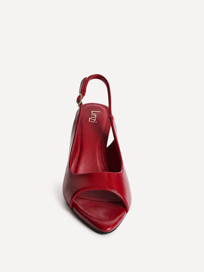 Tokyo Red Faux Leather Peep Toe Heels