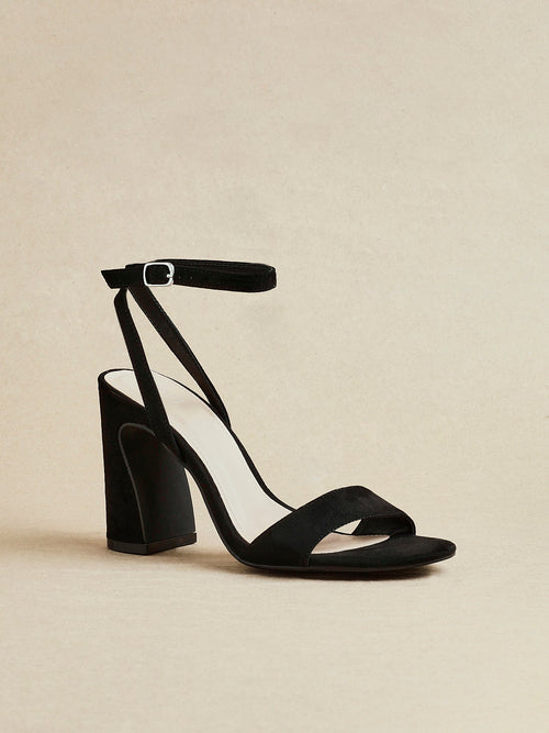 Trance Black Faux Suede Block Heels