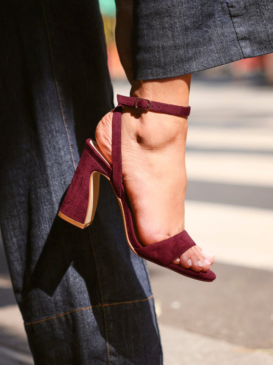 Trance Burgundy Faux Suede Block Heels