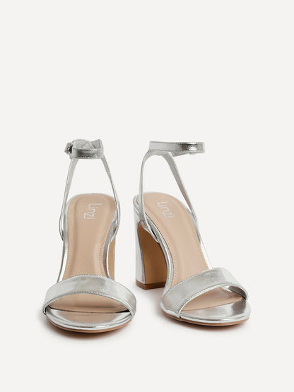 Trance Silver Faux Leather Block Heels