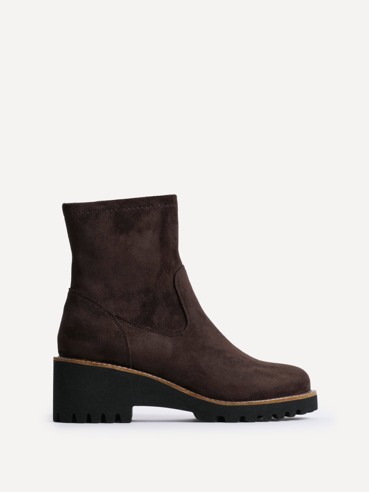 Trish Brown Faux Suede Wedged Ankle Boots