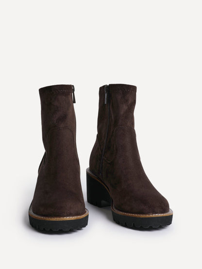 Trish Brown Faux Suede Wedged Ankle Boots