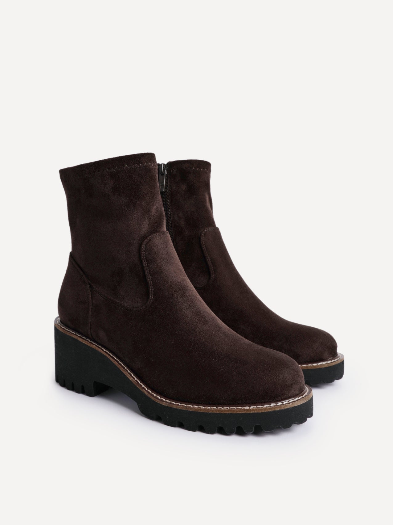 Trish Brown Faux Suede Wedged Ankle Boots