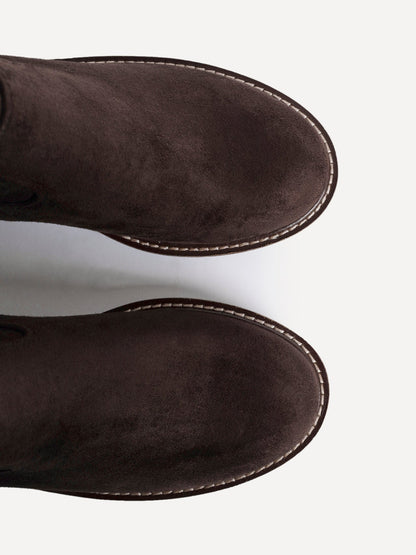 Trish Brown Faux Suede Wedged Ankle Boots
