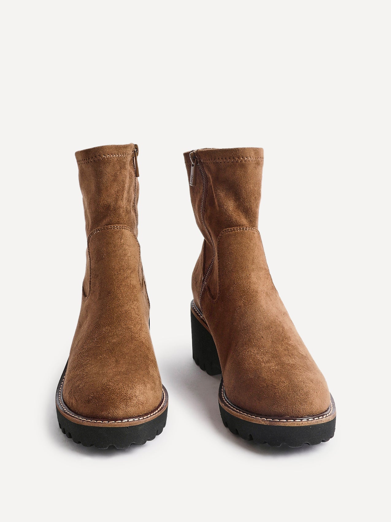 Trish Sand Faux Suede Wedged Ankle Boots