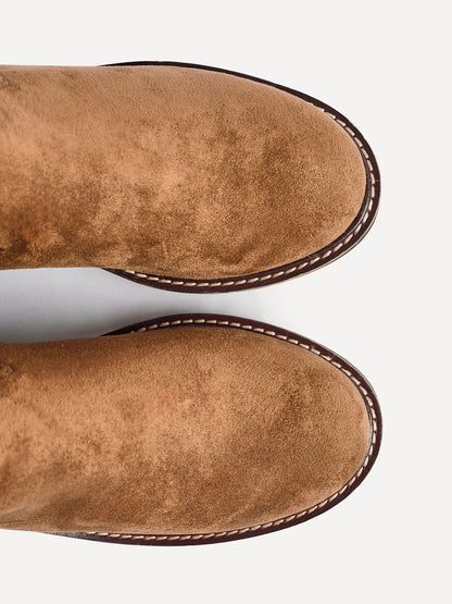 Trish Sand Faux Suede Wedged Ankle Boots