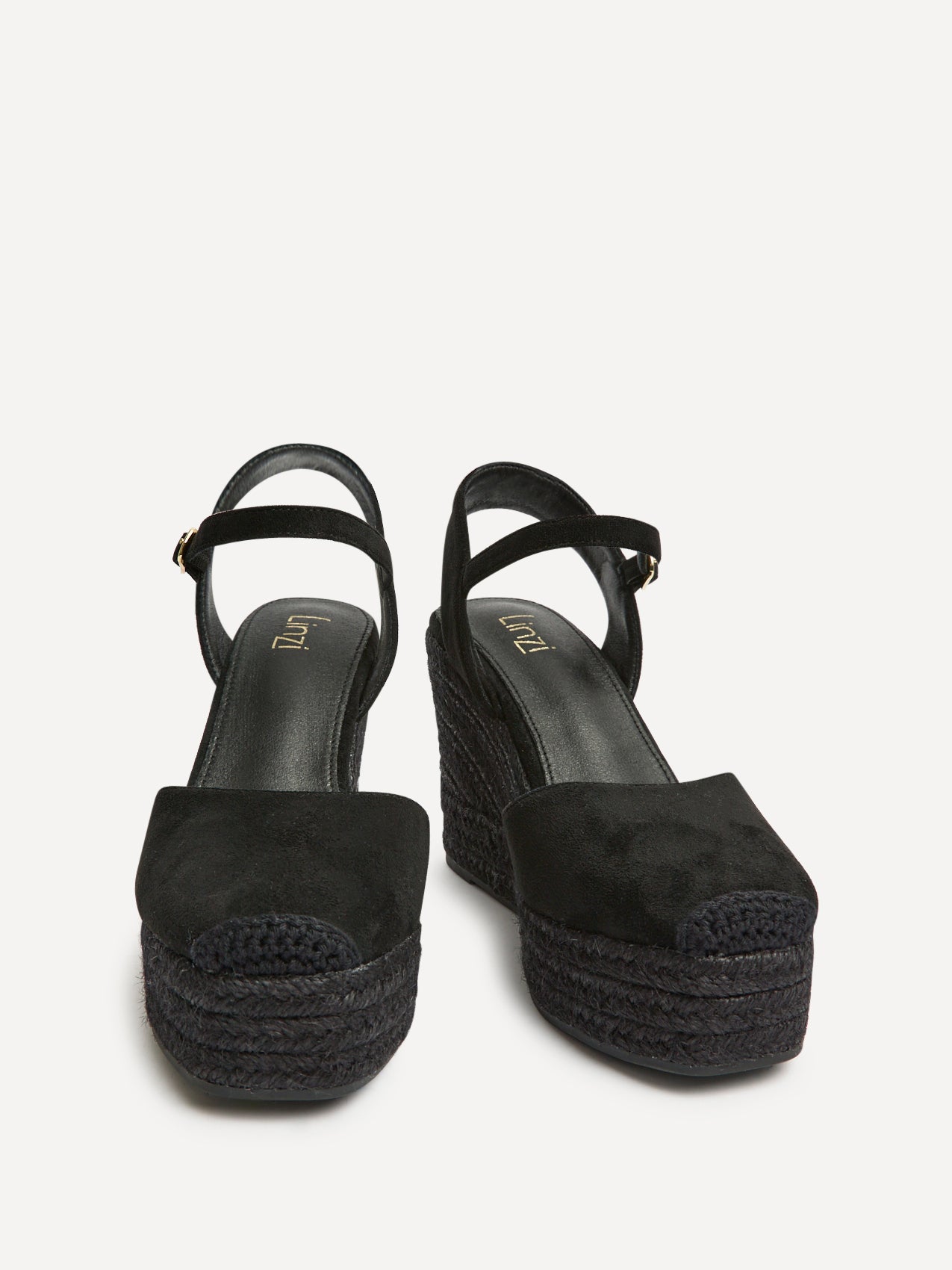 True Black Faux Suede Espadrille Wedges