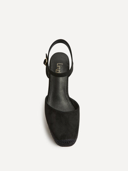 True Black Faux Suede Espadrille Wedges
