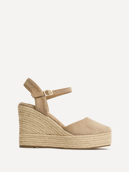 True Taupe Faux Suede Espadrille Wedges