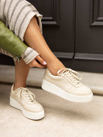 Twiggy Nude Faux Leather Trainers