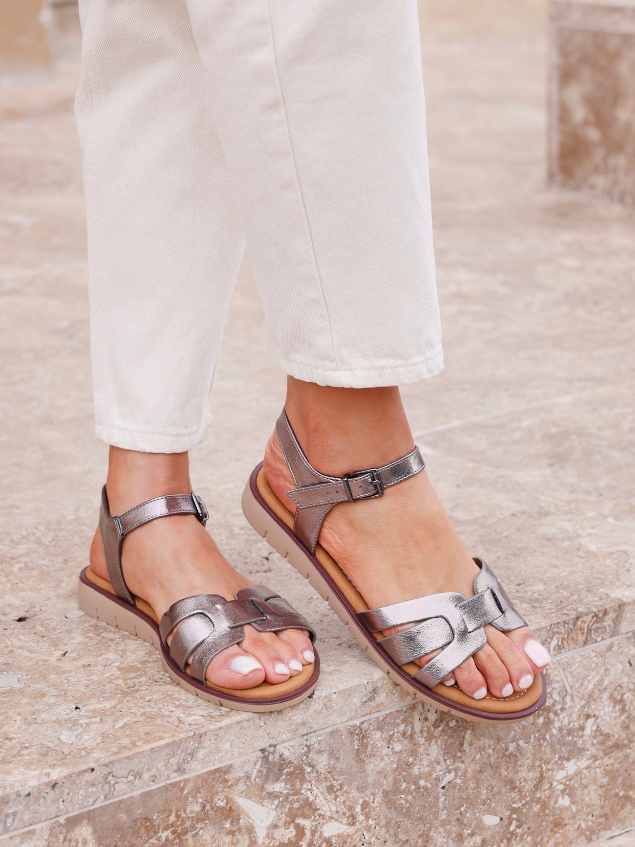 Twirl Wide Fit Pewter Sandals