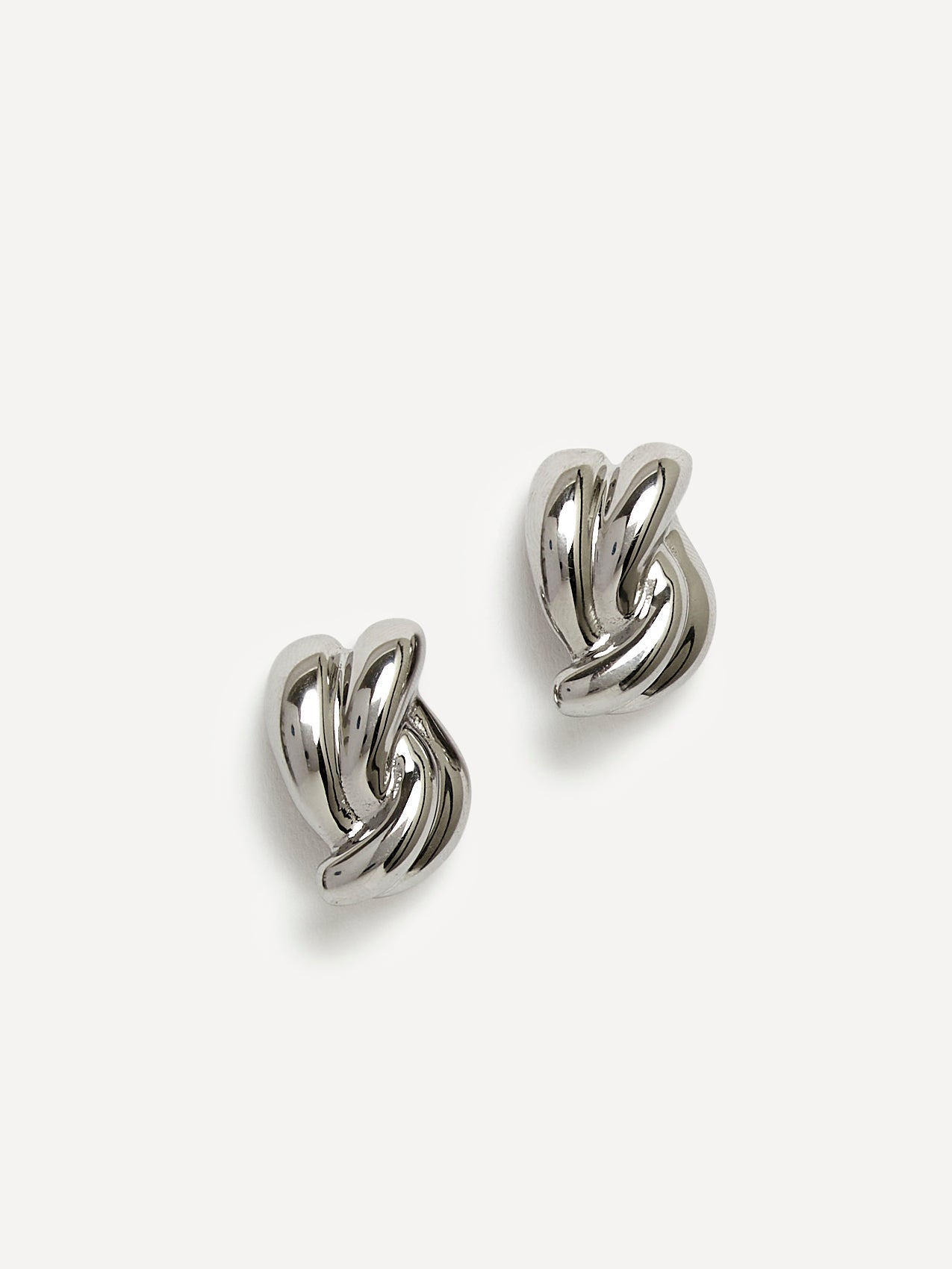 Twisted Silver Knot Stud Earrings