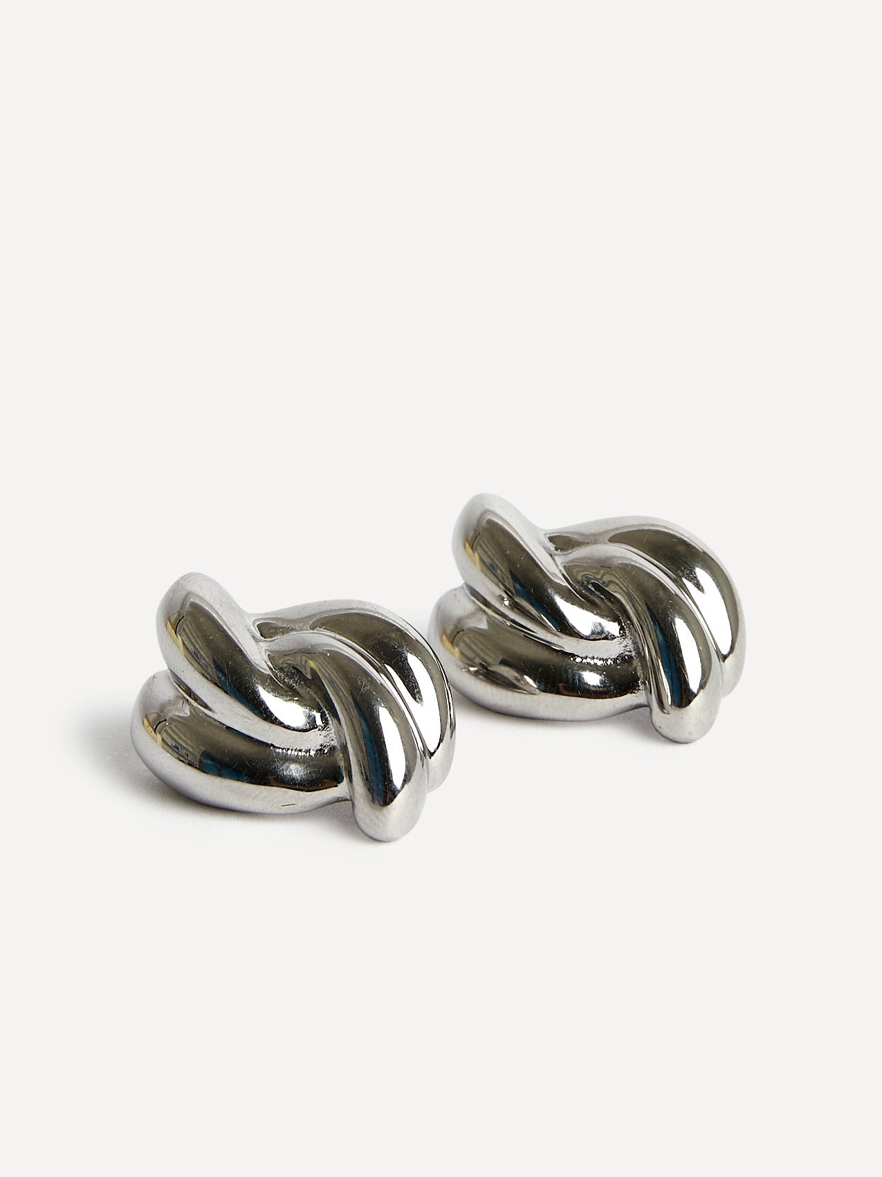 Twisted Silver Knot Stud Earrings
