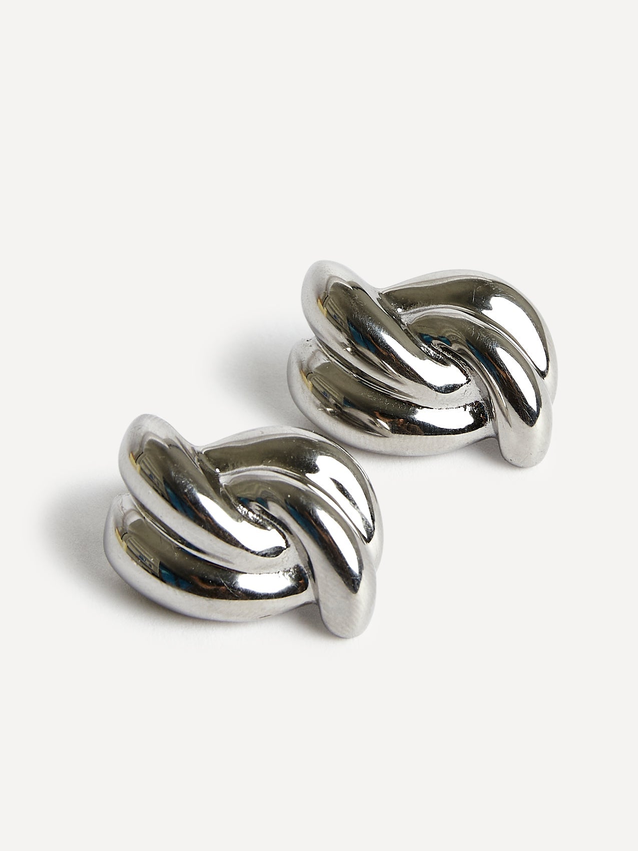 Twisted Silver Knot Stud Earrings