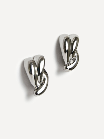 Twisted Silver Knot Stud Earrings