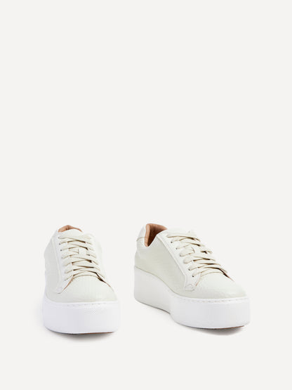Twyla Cream Faux Leather Trainers