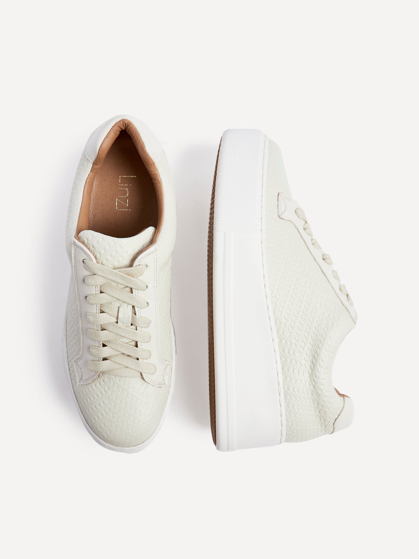 Twyla Cream Faux Leather Trainers