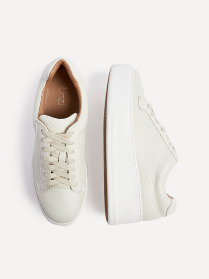 Twyla Cream Faux Leather Trainers
