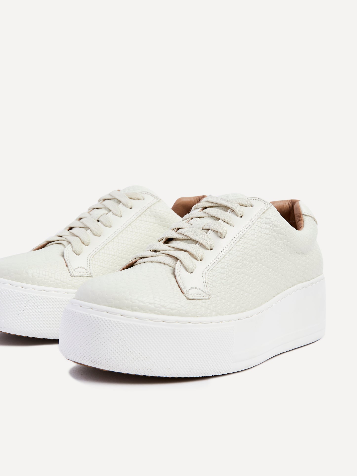 Twyla Cream Faux Leather Trainers
