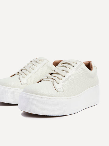 Twyla Cream Faux Leather Trainers