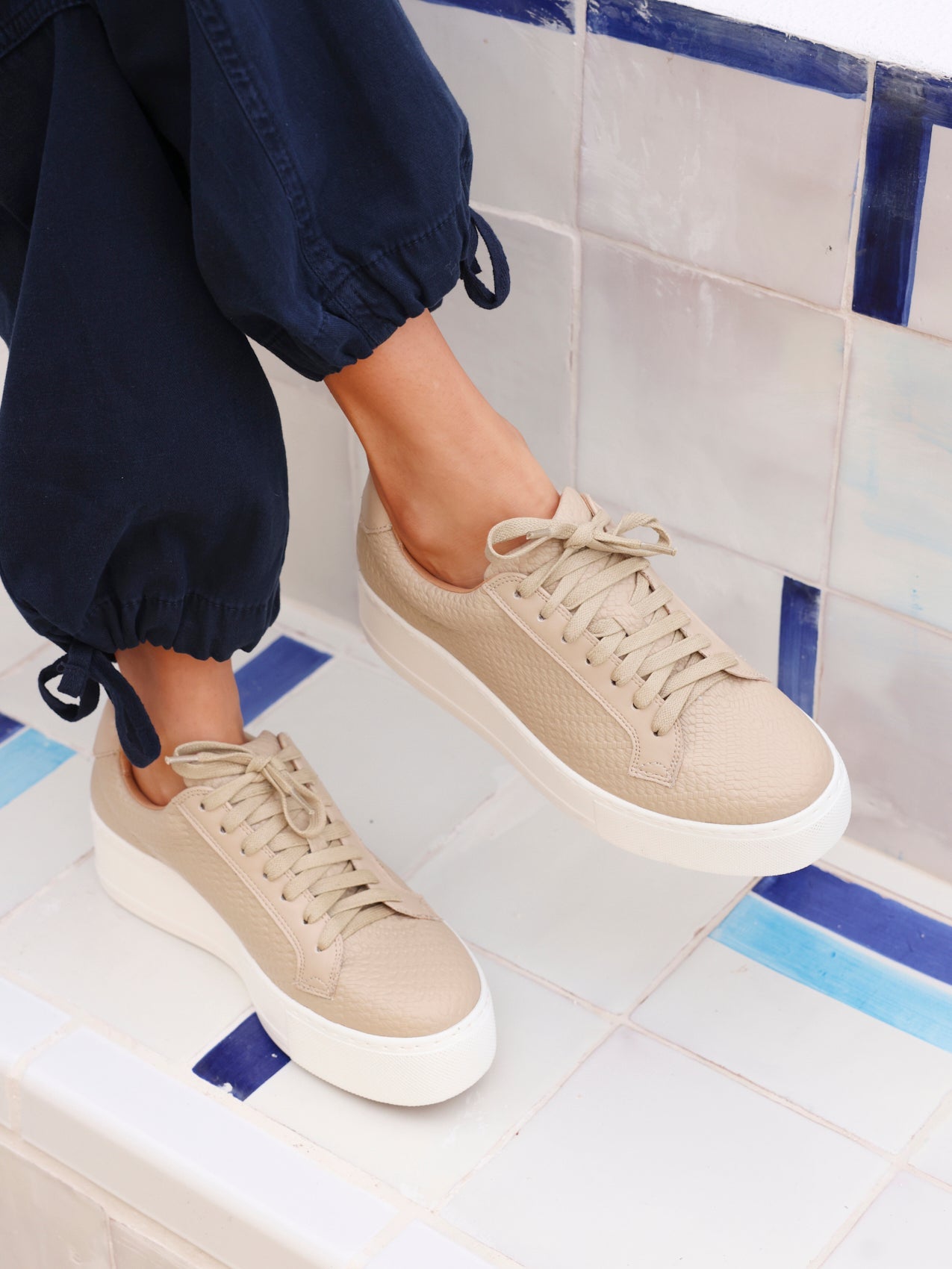 Twyla Mocha Faux Leather Trainers