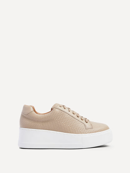 Twyla Mocha Faux Leather Trainers
