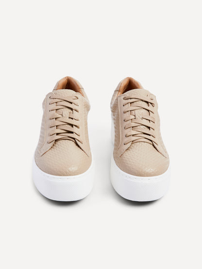 Twyla Mocha Faux Leather Trainers