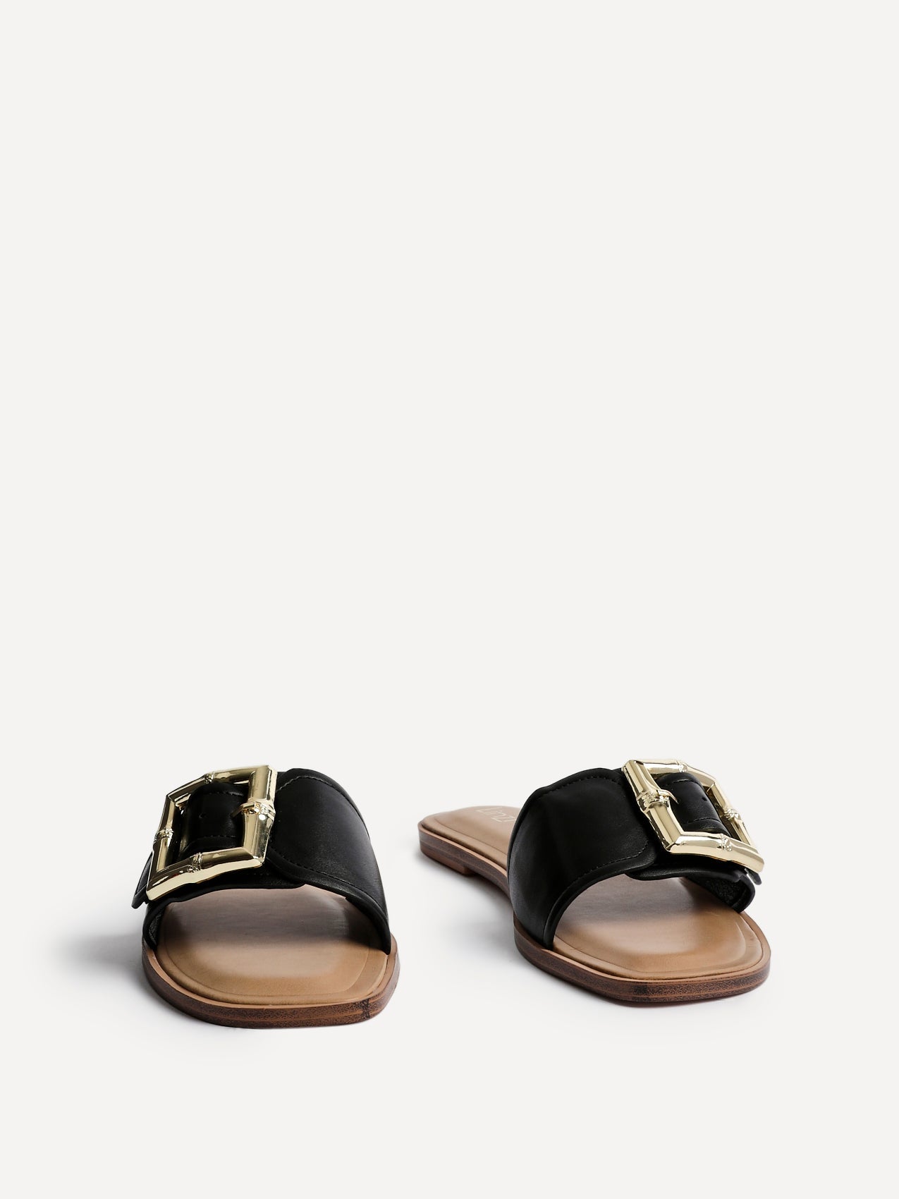 Tyla Black Flat Slider Sandals