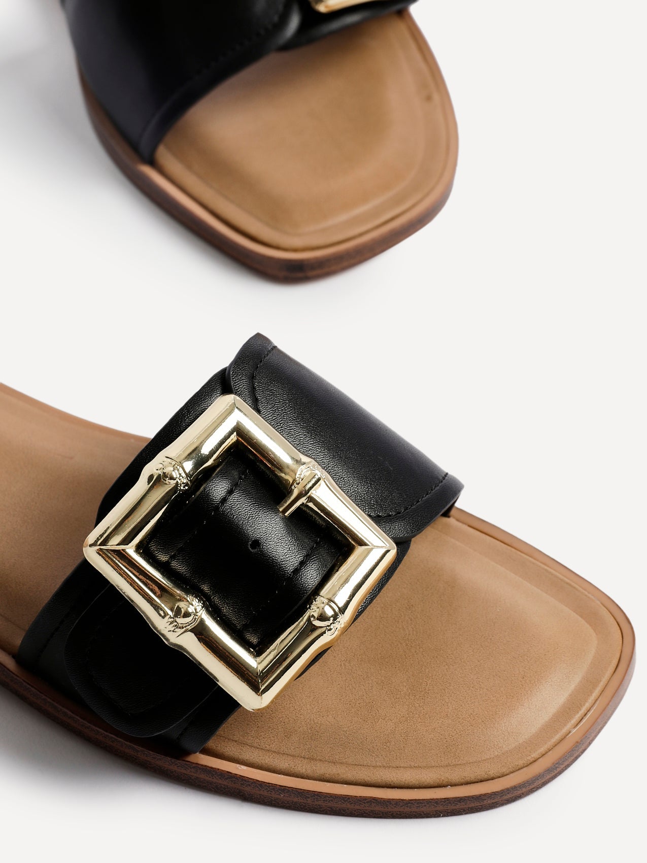 Tyla Black Flat Slider Sandals