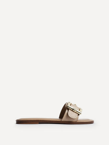 Tyla Taupe Flat Slider Sandals