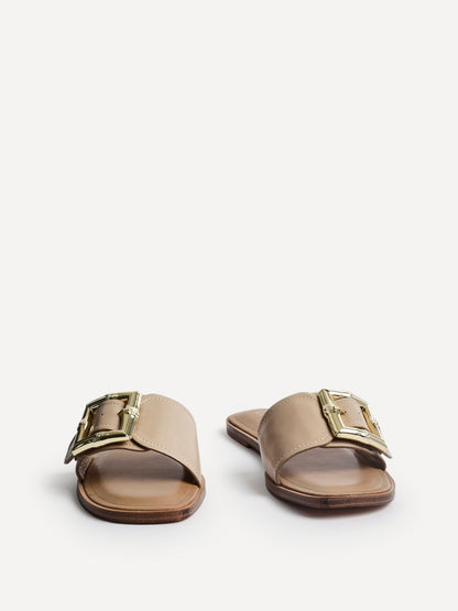 Tyla Taupe Flat Slider Sandals