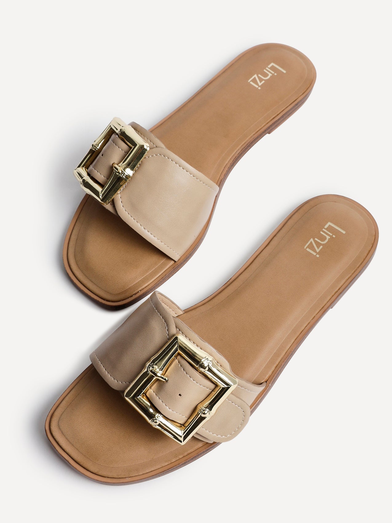 Tyla Taupe Flat Slider Sandals