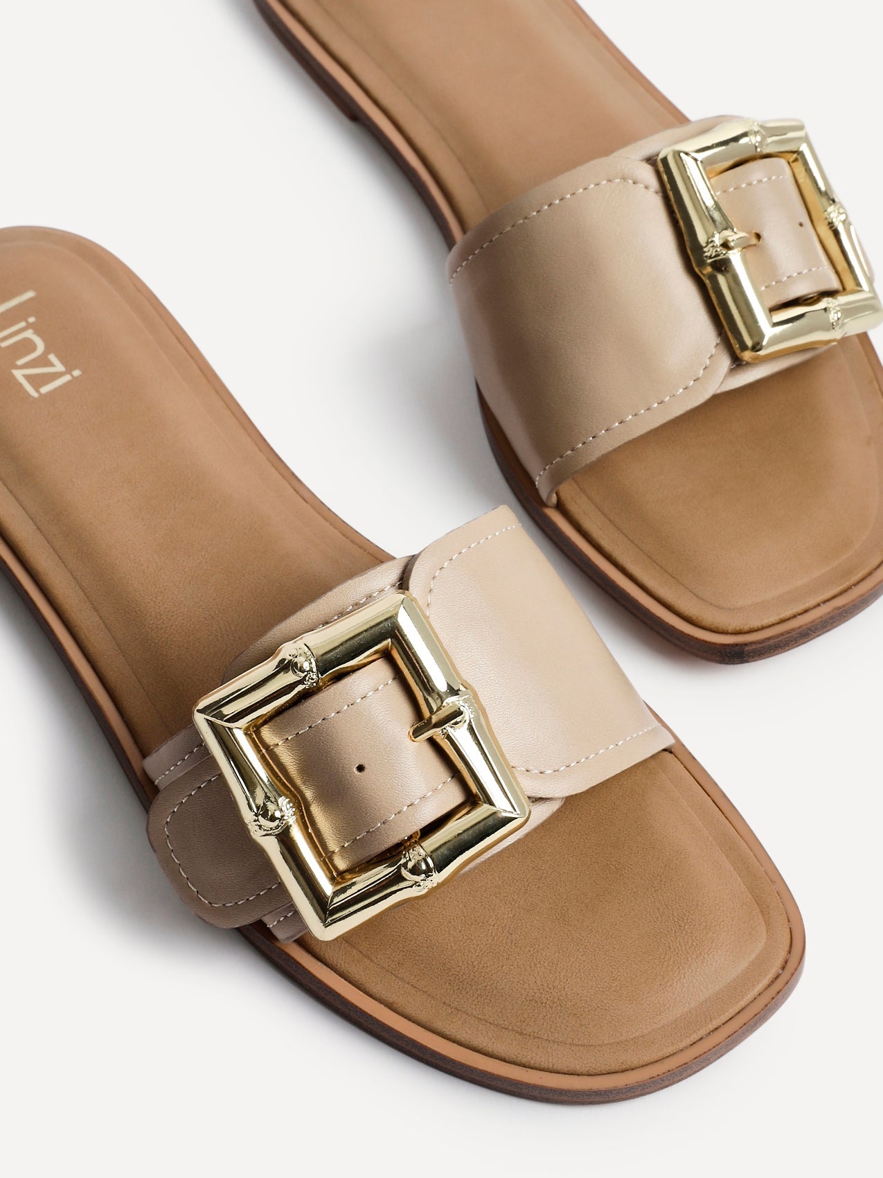 Tyla Taupe Flat Slider Sandals