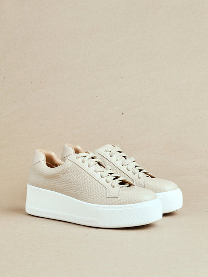 Twyla Mocha Faux Leather Trainers
