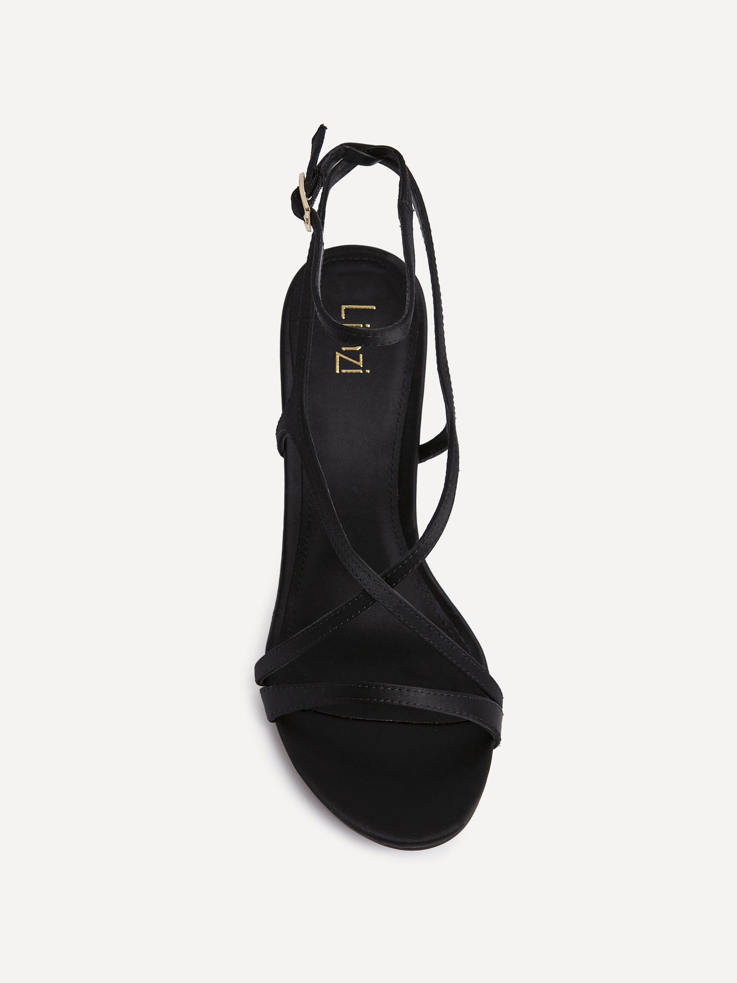 Taliya Black Satin Strappy Stiletto Heels