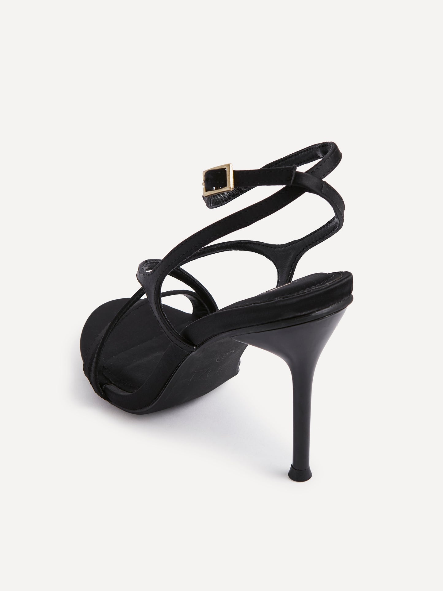 Taliya Black Satin Strappy Stiletto Heels