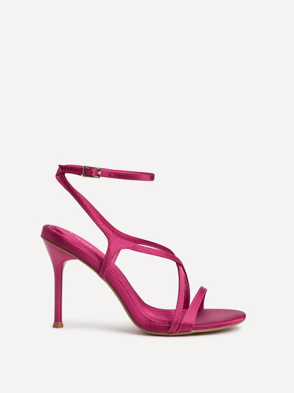 Taliya Fuchsia Satin Strappy Stiletto Heels