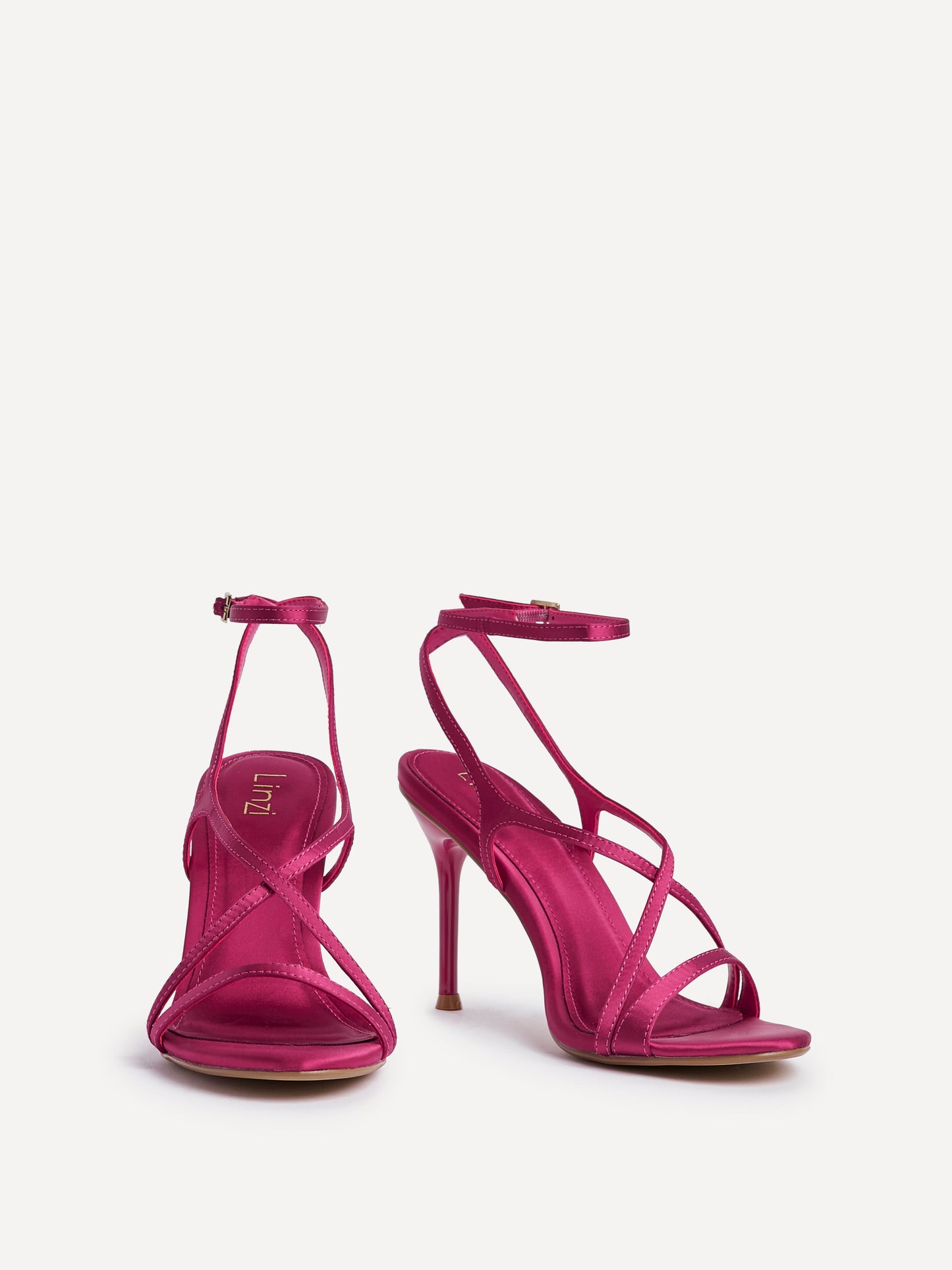 Taliya Fuchsia Satin Strappy Stiletto Heels