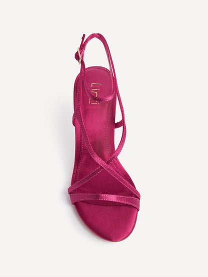 Taliya Fuchsia Satin Strappy Stiletto Heels