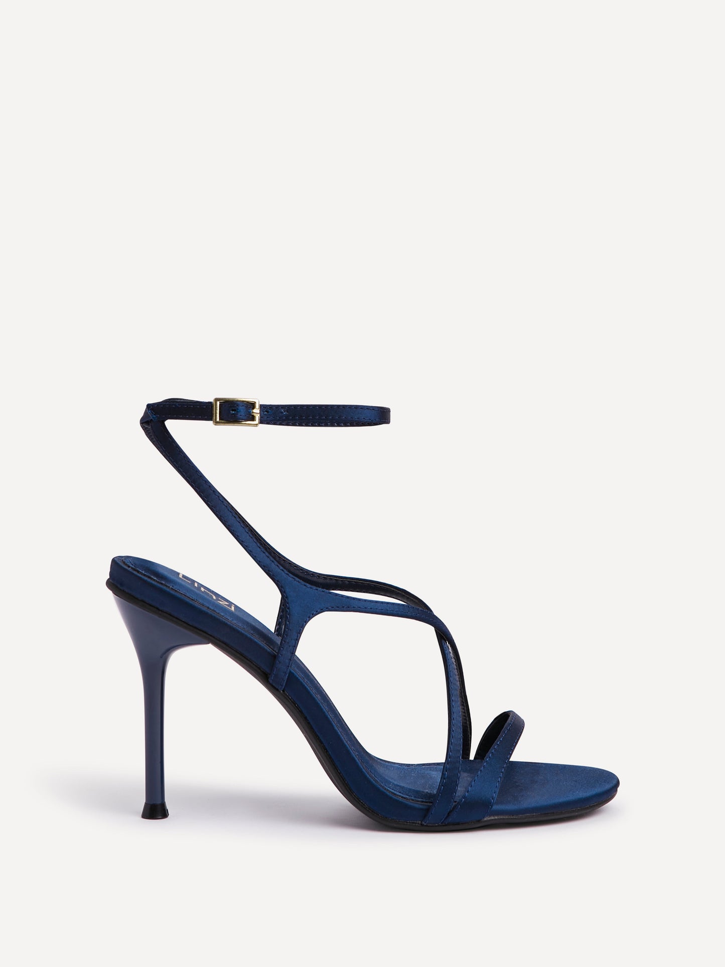 Taliya Navy Satin Strappy Stiletto Heels